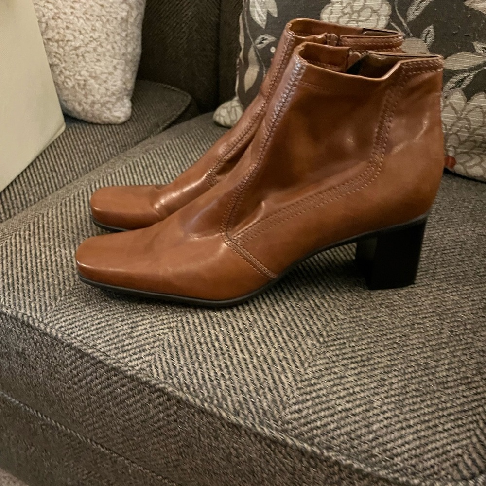 Franco Sarto, booties, size 11, camel leather, very good used condition.